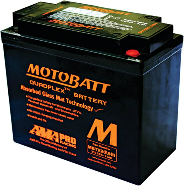 MotoBatt MBTX20UHD 21Ah AGM Battery bundle with MotoBatt PDCT1 12V/6V 1A Charger