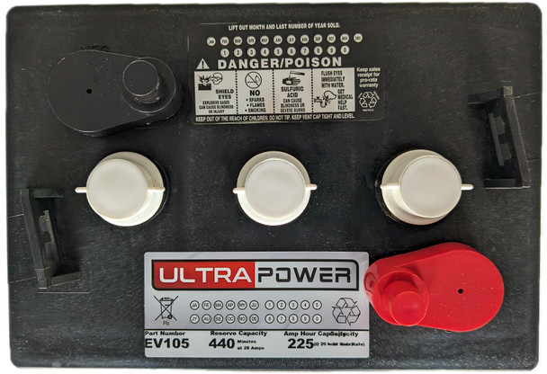 ULTRAPOWER EV105 6V 225Ah Maintenance-Free Deep Cycle Battery (Group GC2)