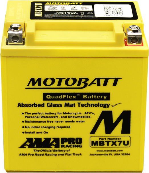 MotoBatt MBTX7U 8Ah 115 CCA AGM Battery bundle with MotoBatt PDCT1 12V/6V 1A Charger