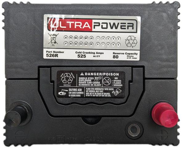 ULTRAPOWER 526R 12V 525 CCA Maintenance-Free Auto Battery (Group 26R)