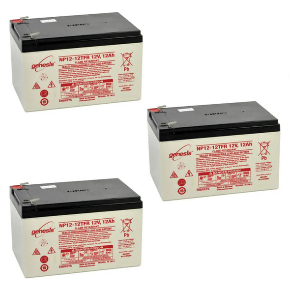 EnerSys Genesis NP12-12TFR 12V 12Ah F2 Flame Retardant SLA Rechargeable Battery - 3 Pack
