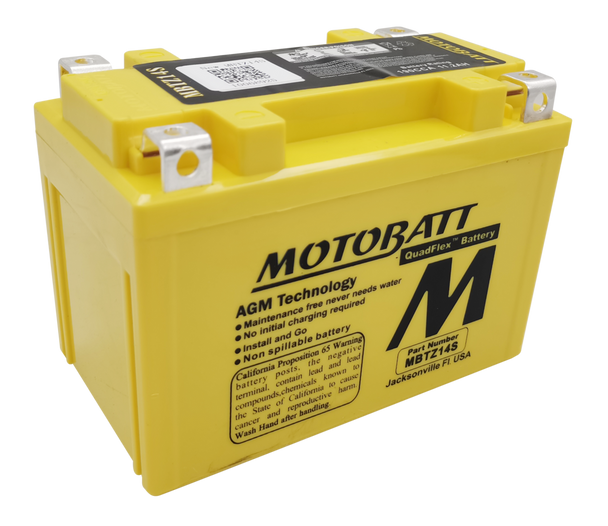 MotoBatt MBTZ14S 11.2Ah 190 CCA AGM Battery bundle with MotoBatt PDCT1 12V/6V 1A Charger