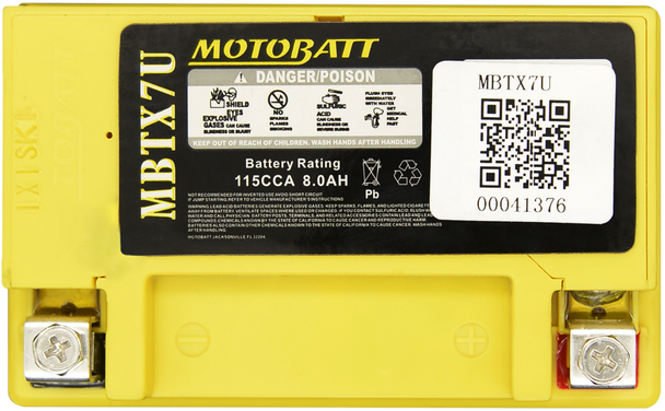 MotoBatt MBTX7U 8Ah 115 CCA AGM Battery bundle with MotoBatt PDCT1 12V/6V 1A Charger