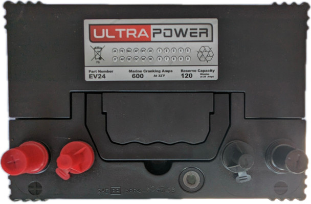 ULTRAPOWER EV24 12V 625 MCA Maintenance-Free Marine Battery (Group 24)
