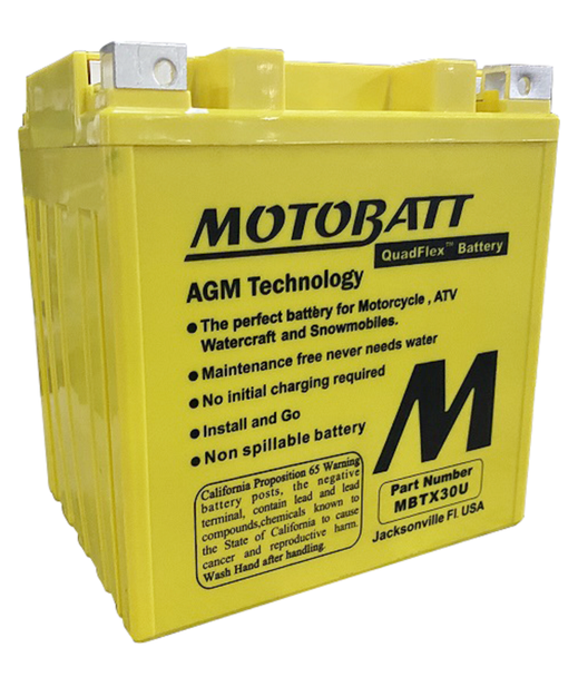 MotoBatt MBTX30U 34Ah 440 CCA AGM Powersports Battery replaces Y60N24 Y60N30 12N24 YIX30 52515 53030 EXT30 PC925