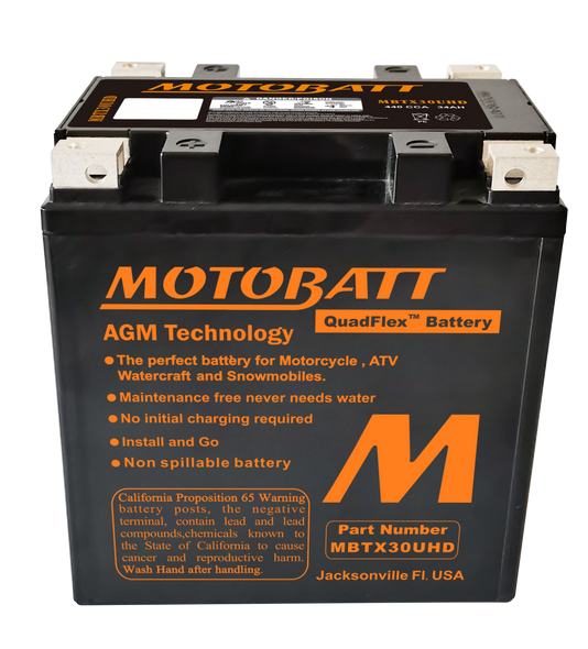 MotoBatt MBTX30UHD 34Ah 440 CCA AGM Powersports Battery replaces Y60N24 Y60N30 12N24 YIX30 52515 53030 EXT30 PC925