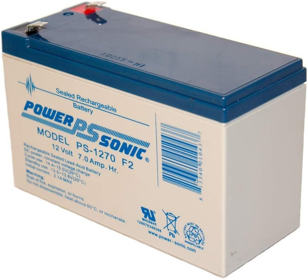 Power-Sonic PS-1270F2 12V 7Ah F2 AGM Rechargeable Battery - 6 Pack