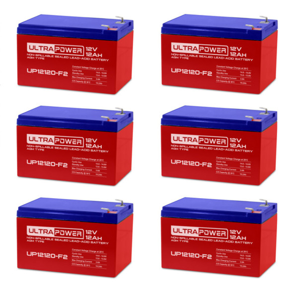 Interstate DCM0012 Replacement Wheelchair Scooter Battery 12V 12Ah UP12120-F2 - 6 Pack