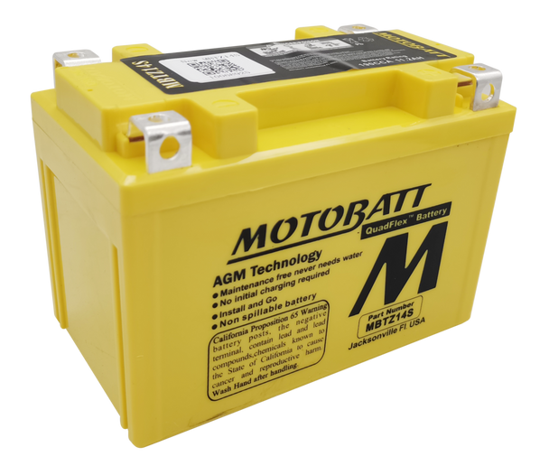 MotoBatt MBTZ14S 11.2Ah 190 CCA AGM Battery bundle with NOCO GENIUS1 6V/12V 1A Charger