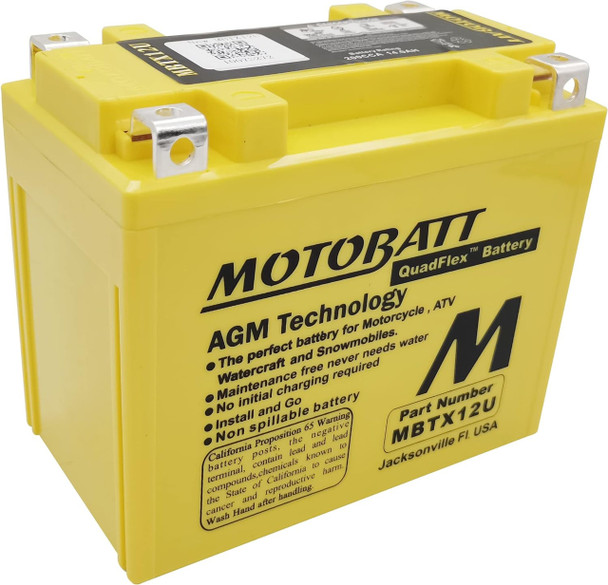 MotoBatt MBTX12U 14Ah AGM Battery bundle with MotoBatt PDCT1 12V/6V 1A Charger