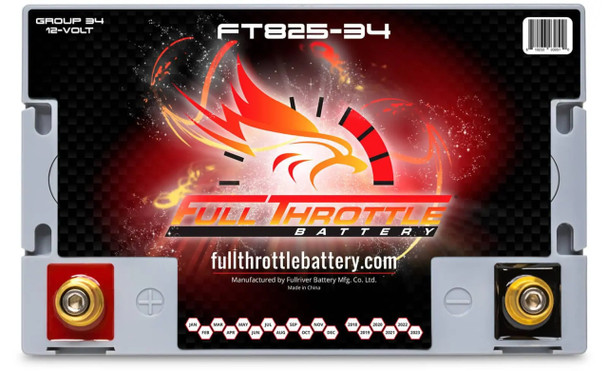 Fullriver FT825-34 65Ah 825 CCA AGM Battery bundle with MotoBatt PDCT1 12V/6V 1A Charger