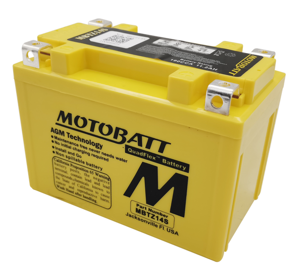 MotoBatt MBTZ14S 11.2Ah 190 CCA AGM Battery bundle with MotoBatt PDCT1 12V/6V 1A Charger