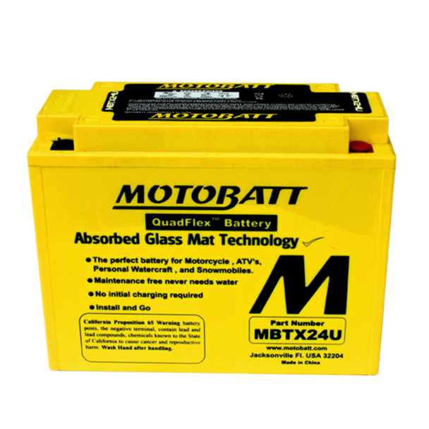 MotoBatt MBTX24U 25Ah AGM Battery bundle with MotoBatt PDCT1 12V/6V 1A Charger