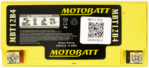 MotoBatt MBT12B4 11Ah AGM Battery bundle with NOCO GENIUS1 6V/12V 1A Charger