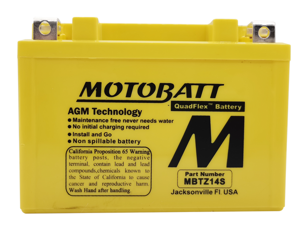 MotoBatt MBTZ14S 11.2Ah 190 CCA AGM Battery bundle with NOCO GENIUS1 6V/12V 1A Charger