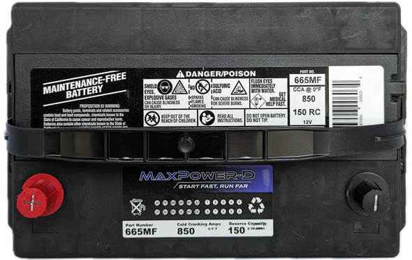 Maxpower-D 665MF 12V 850 CCA Maintenance-Free Auto Battery (Group 65)
