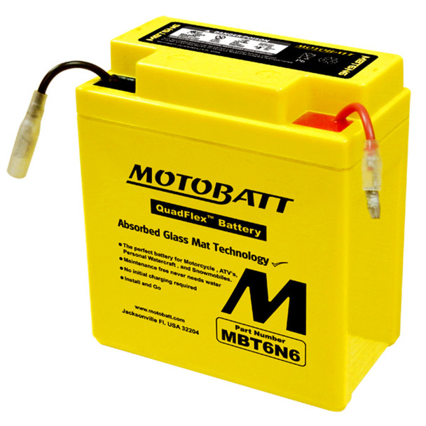 MotoBatt MBT6N6 6V 6Ah AGM Powersports Battery replaces 6N61B 6N6-3B 6N63B1 6N61D 6N61D2