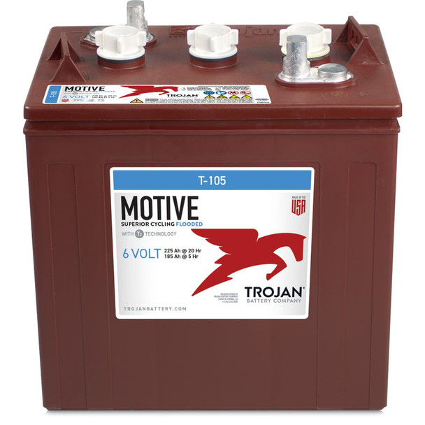 Trojan Motive T-105 LPT-MV 6V 225Ah Deep Cycle Flooded Battery (Group GC2)