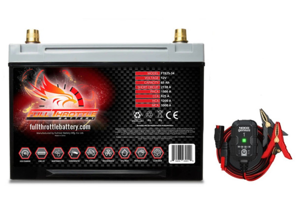 Fullriver FT825-34 65Ah 825 CCA AGM Battery bundle with NOCO GENIUS1 6V/12V 1A Charger