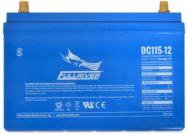 Fullriver DC115-12 12V 115Ah Deep Cycle AGM Battery (Group 31)