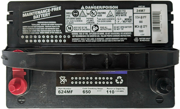 Maxpower-D 624MF 12V 650 CCA Maintenance-Free Auto Battery (Group 24)