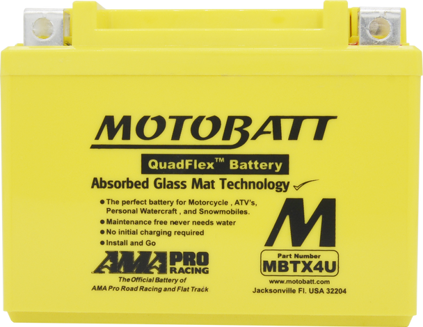 MotoBatt MBTX4U 4.7Ah AAGM Battery bundle with MotoBatt PDCT1 12V/6V 1A Charger
