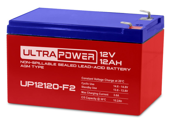 ULTRAPOWER UP12120-F2 12V 12Ah F2 AGM Rechargeable Battery - 6 Pack
