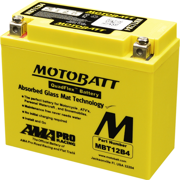 MotoBatt MBT12B4 11Ah AGM Battery bundle with MotoBatt PDCT1 12V/6V 1A Charger