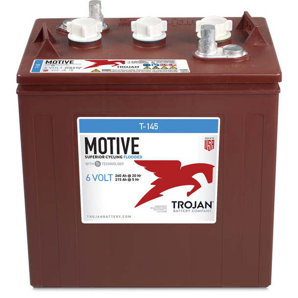Trojan Motive T-145 LPT-P 6V 260Ah Deep Cycle Flooded Battery (Group GC2H)