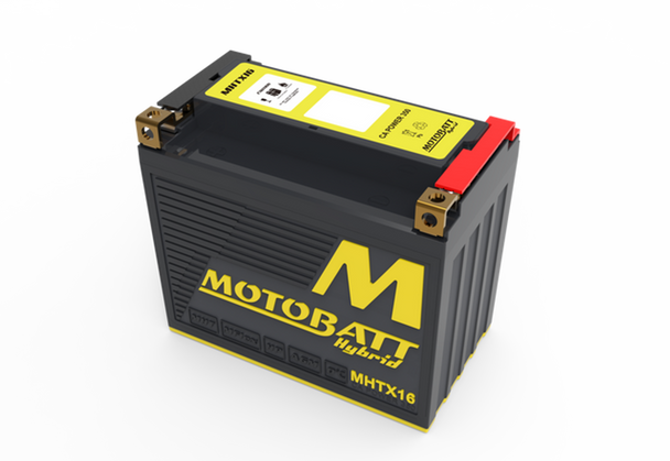 MotoBatt MHTX30 34Ah 650 CCA Hybrid Lithium Battery bundle with NOCO GENIUS1 6V/12V 1A Charger