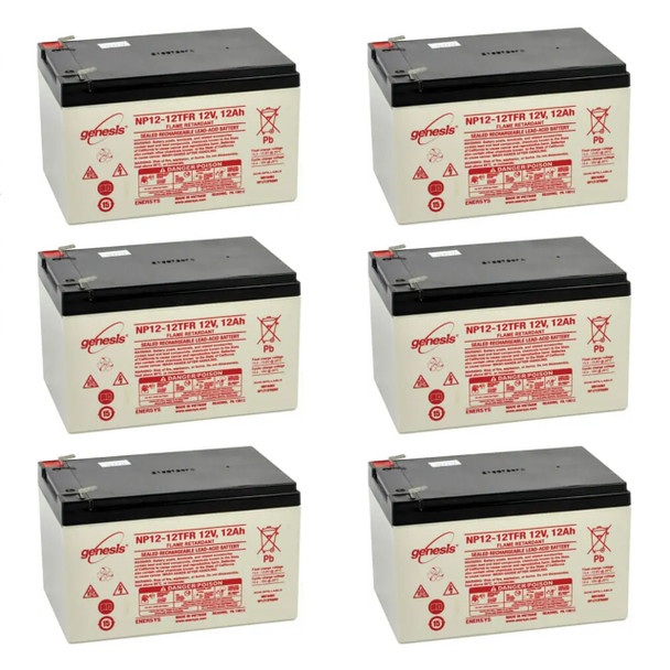 EnerSys Genesis NP12-12TFR 12V 12Ah F2 Flame Retardant SLA Rechargeable Battery - 6 Pack