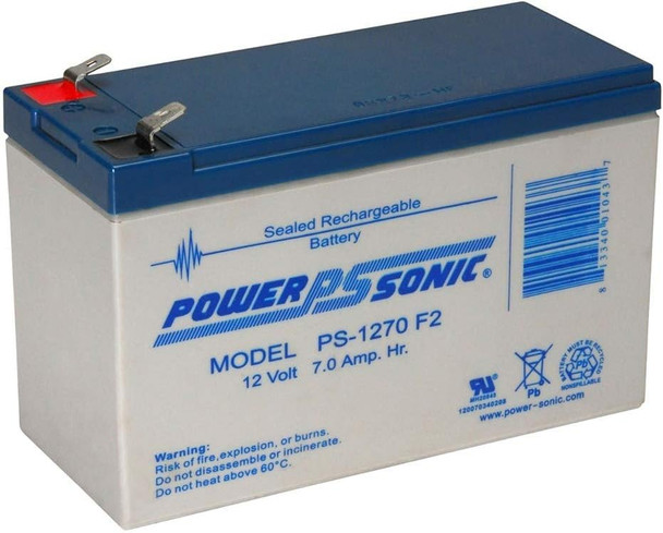 Power-Sonic PS-1270F2 12V 7Ah F2 AGM Rechargeable Battery