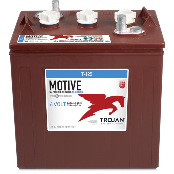 Trojan Motive T-125 LPT-MV 6V 240Ah Deep Cycle Flooded Battery (Group GC2)