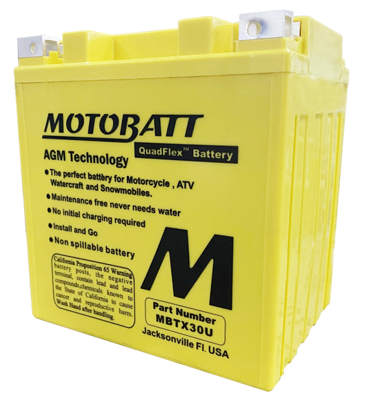 MotoBatt MBTX30U 34Ah 440 CCA AGM Powersports Battery replaces Y60N24 Y60N30 12N24 YIX30 52515 53030 EXT30 PC925