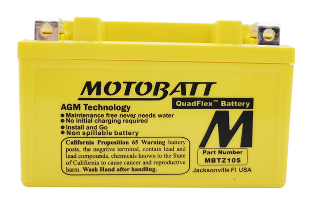 MotoBatt MBTZ10S 8.6Ah 190 CCA AGM Battery bundle with MotoBatt PDCT1 12V/6V 1A Charger
