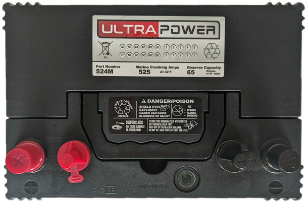 ULTRAPOWER 524M 12V 525 MCA Maintenance-Free Marine Battery (Group 24)