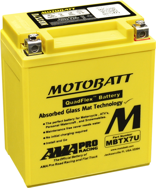 MotoBatt MBTX7U 8Ah 115 CCA AGM Battery bundle with MotoBatt PDCT1 12V/6V 1A Charger