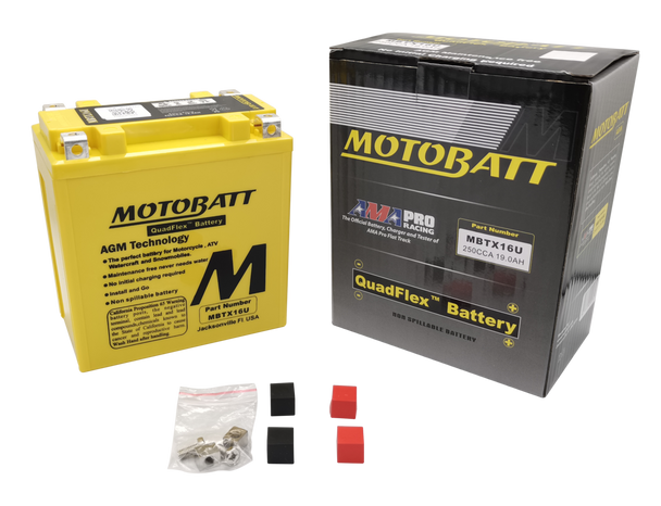 MotoBatt MBTX16U 19Ah 250 CCA AGM Powersports Battery replaces YTX16 YTX16-BS