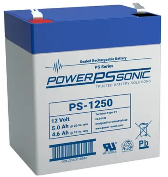 Power-Sonic PS-1250F1 12V 5Ah F1 AGM Rechargeable Battery