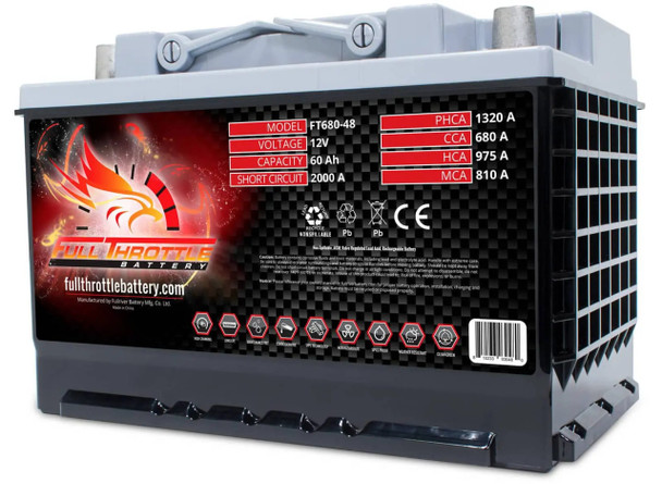 Fullriver FT680-48 60Ah 680 CCA AGM Battery bundle with MotoBatt PDCT1 12V/6V 1A Charger