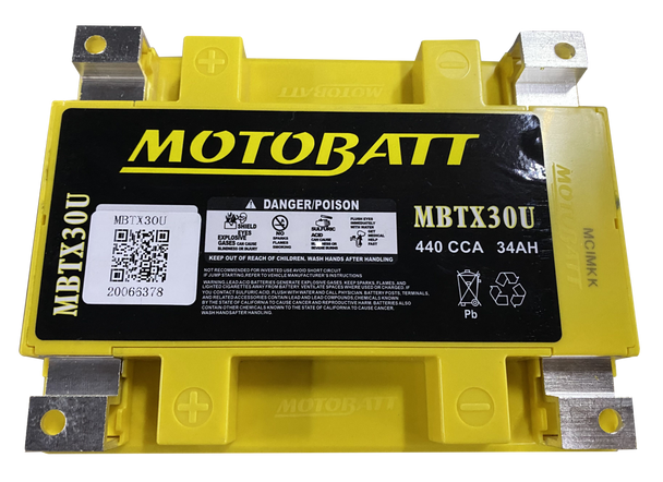 MotoBatt MBTX30U 34Ah 440 CCA AGM Powersports Battery replaces Y60N24 Y60N30 12N24 YIX30 52515 53030 EXT30 PC925