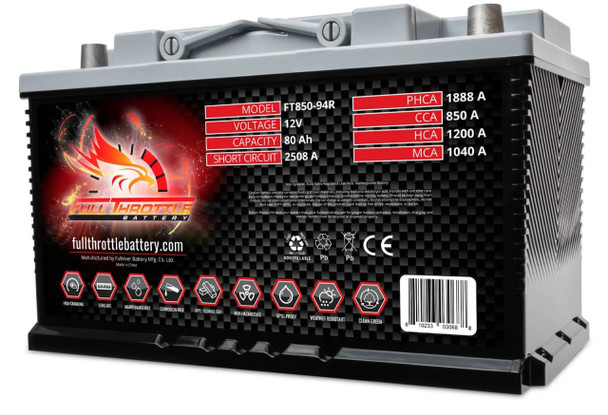 Fullriver FT850-94R 85Ah 850 CCA AGM Battery (Group 94R) bundle with MotoBatt PDCT1 12V/6V 1A Charger