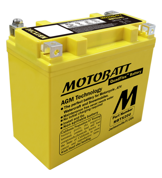 MotoBatt MBTX20U 21Ah AGM Battery bundle with MotoBatt PDCT1 12V/6V 1A Charger
