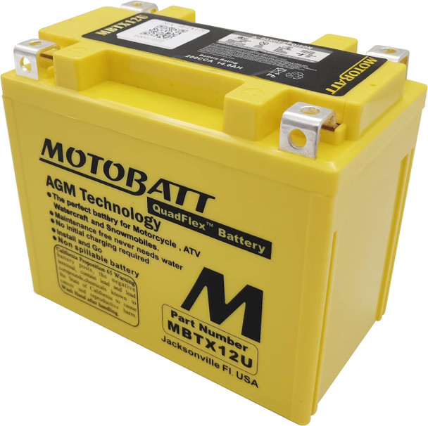 MotoBatt MBTX12U 14Ah AGM Battery bundle with MotoBatt PDCT1 12V/6V 1A Charger