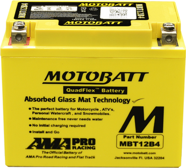 MotoBatt MBT12B4 11Ah AGM Battery bundle with NOCO GENIUS1 6V/12V 1A Charger