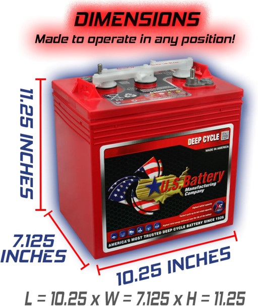 U.S. Battery US-2200-XC2 6V 216Ah Deep Cycle Flooded Battery (Group GC2) - 8 Pack