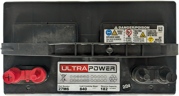ULTRAPOWER 27M6 12V 840 CCA Marine Starting Battery (Group 27)