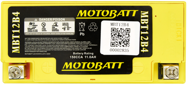 MotoBatt MBT12B4 11Ah AGM Battery bundle with MotoBatt PDCT1 12V/6V 1A Charger