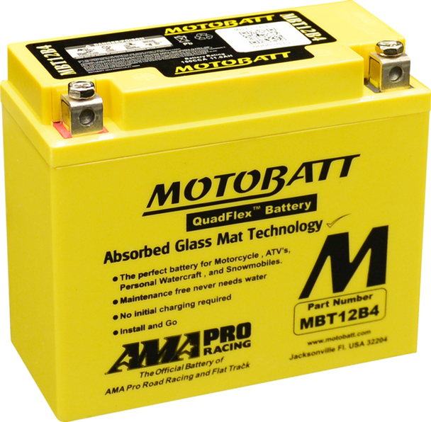 MotoBatt MBT12B4 11Ah AGM Battery bundle with MotoBatt PDCT1 12V/6V 1A Charger
