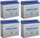 Power-Sonic PS-12180 NB 12V 18Ah AGM Rechargeable Battery - 4 Pack
